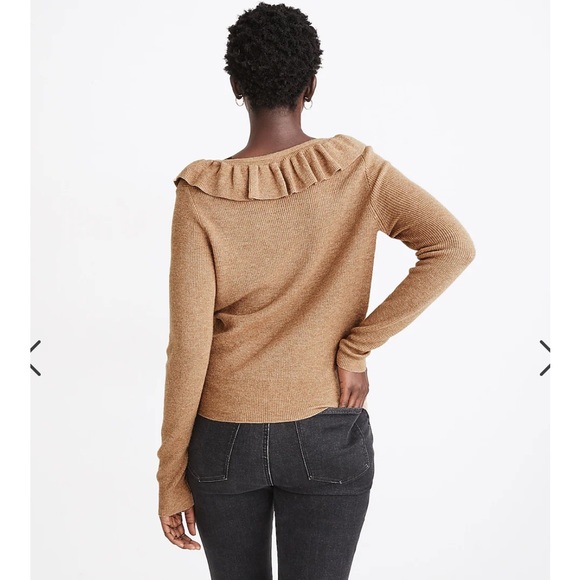 NWT Madewell BLACK Tie-Neck Ruffle Pullover Sweater Collar Knit Top - Picture 9 of 9